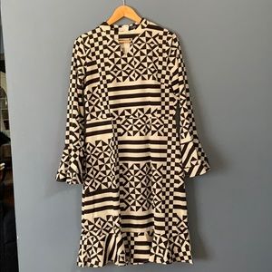 CBR Black and White Long-Sleeve Bell Dress